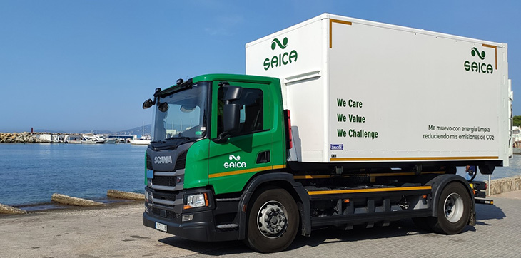 El nuevo camión propulsado por GNL de Saica Natur