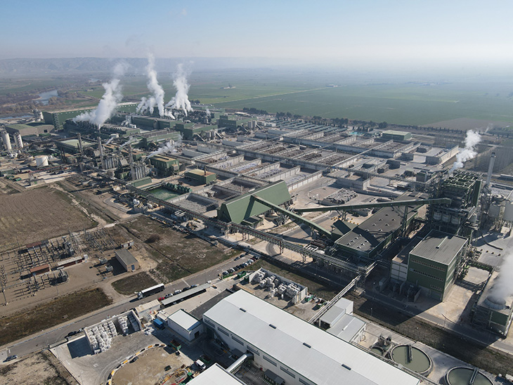 Vista aérea de las instalaciones del Grupo Saica en El Burgo de Ebro (Zaragoza).