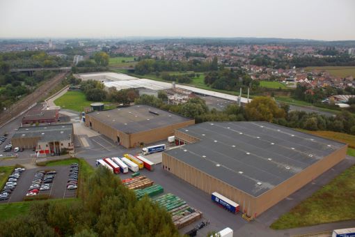 Vue aérienne depuis l'usine Pacapime à Halle.