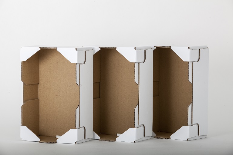three carboard boxes